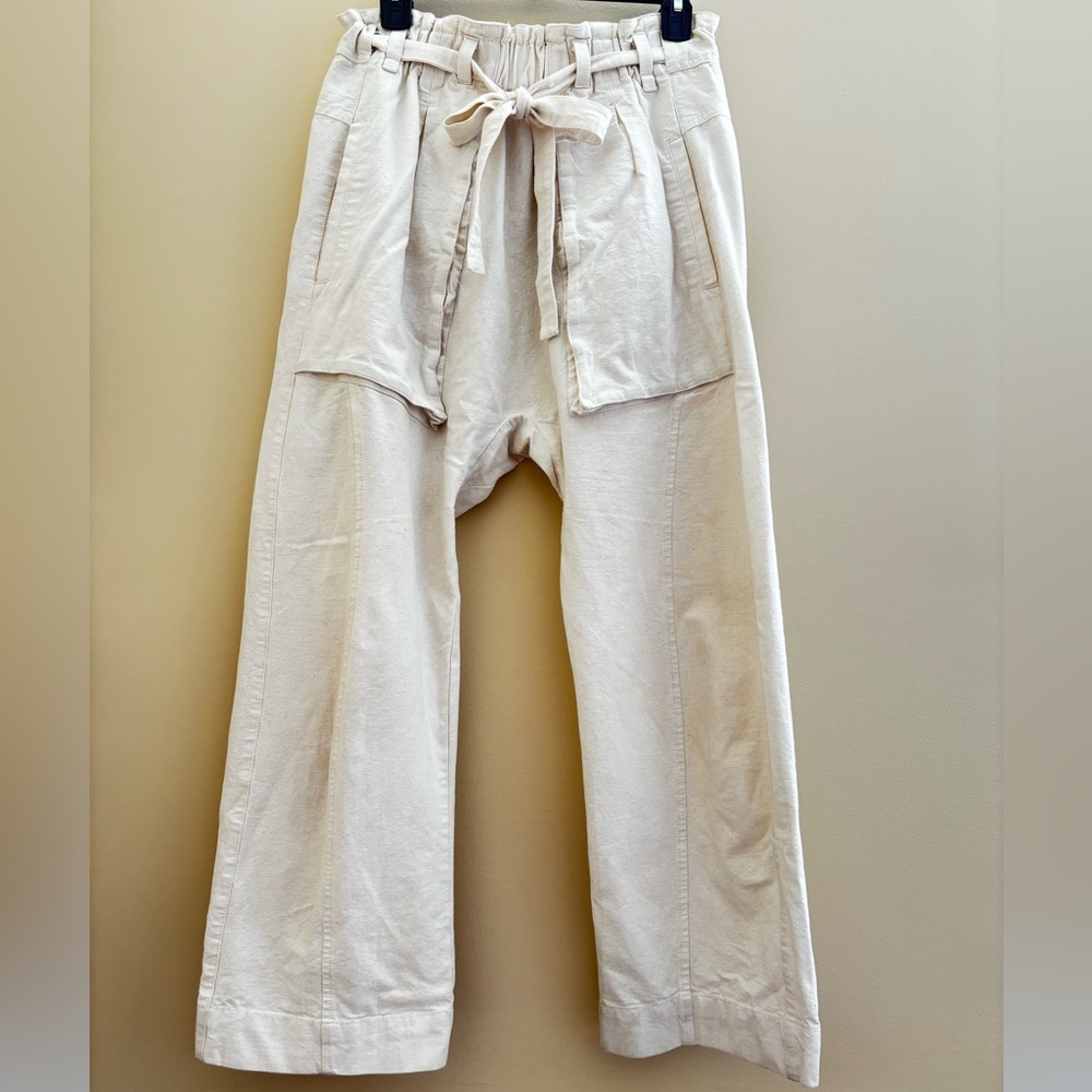 Free People Cream Textured Pants